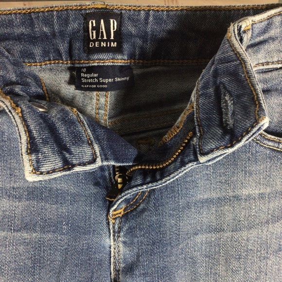 GAP Stretch Super Skinny Distressed Denim Blue Jeans - Size 10 - Picture 4 of 9